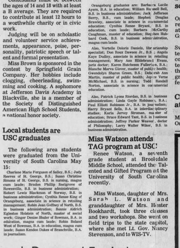 Patrick Riordan graduates USC w BS in business admin. 1982